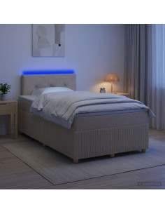 Letto box spring con materasso Crema 120 x 200 cm Tessuto