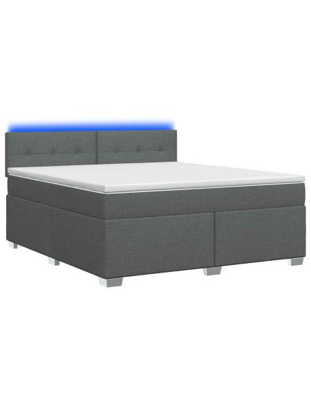 Letto con Box Spring, Materasso e LED Grigio Scuro 180 x 200 cm