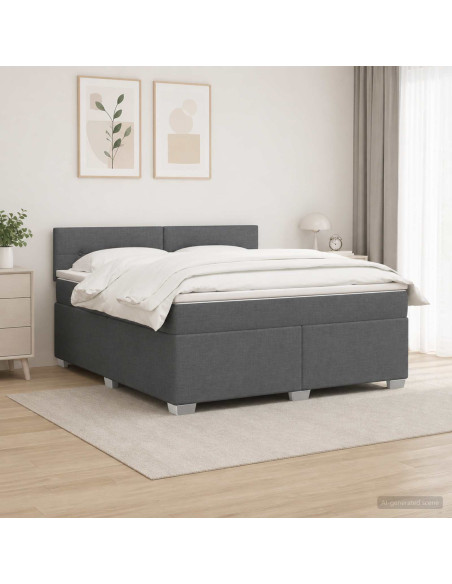 Letto con Box Spring, Materasso e LED Grigio Scuro 180 x 200 cm