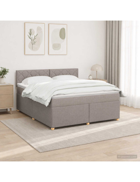 Letto box spring con materasso Tortora 140 x 200 cm Tessuto