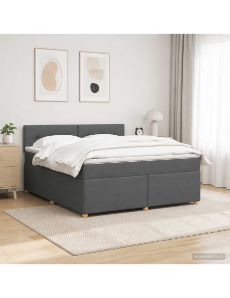 Letto box spring con materasso Grigio Scuro 180 x 200 cm