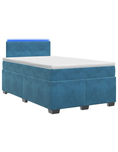 Letto con Box Spring, Materasso e LED Blu 120 x 190 cm Velluto 2
