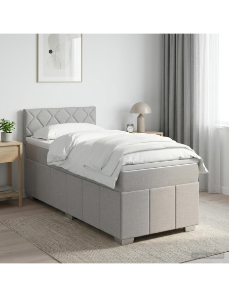 Letto box spring con materasso Grigio Chiaro 100 x 200 cm
