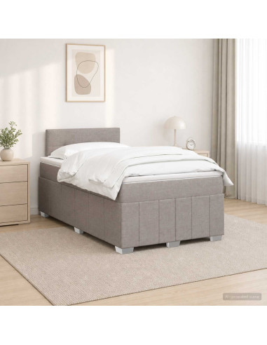 Letto box spring con materasso Tortora 120 x 200 cm Tessuto