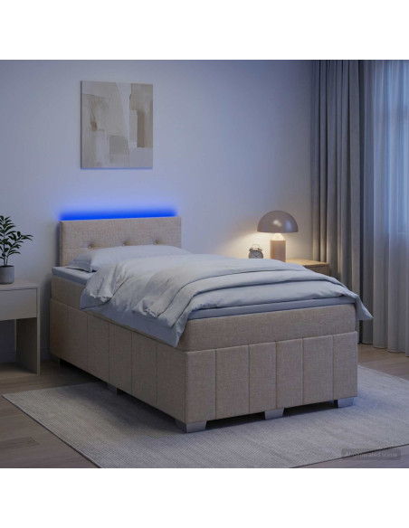 Letto box spring con materasso Crema 120 x 200 cm Tessuto