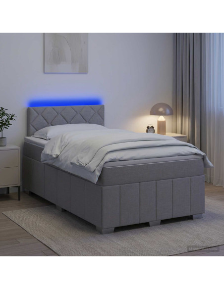 Letto box spring con materasso Grigio Chiaro 120 x 200 cm