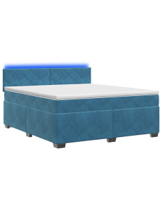 Letto con Box Spring, Materasso e LED Blu 160 x 200 cm Velluto 2