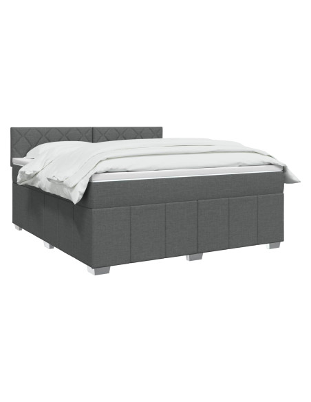 Letto box spring con materasso Grigio Scuro 140 x 190 cm