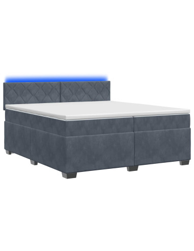 Letto con Box Spring, Materasso e LED Grigio Scuro 200 x 200 cm
