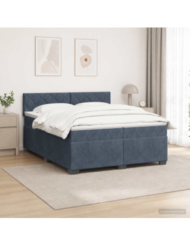 Letto con Box Spring, Materasso e LED Grigio Scuro 200 x 200 cm