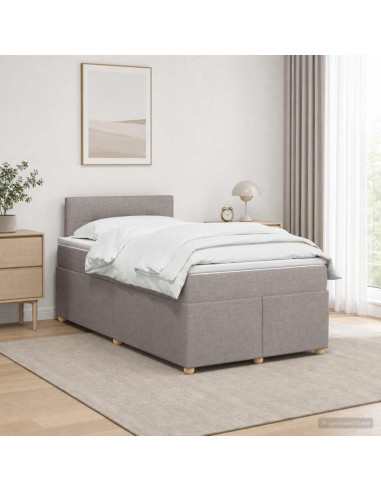 Letto box spring con materasso Tortora 120 x 190 cm Tessuto