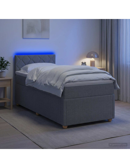 Letto box spring con materasso Grigio Chiaro 100 x 200 cm