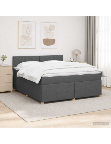 Letto box spring con materasso Grigio Scuro 140 x 190 cm