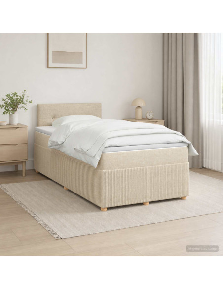 Letto box spring con materasso Crema 120 x 200 cm Tessuto