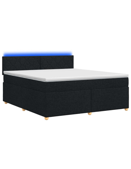 Letto box spring con materasso Nero 140 x 190 cm Tessuto