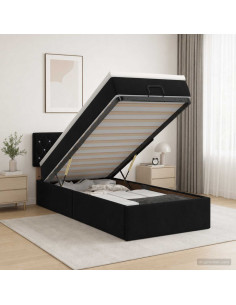 Letto ottomano con materasso Nero 80 x 200 cm Velluto