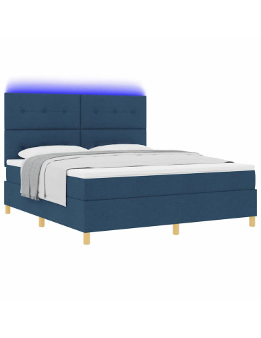 Letto a Sorgente LED con testiera Blu 180 x 200 cm Tessuto
