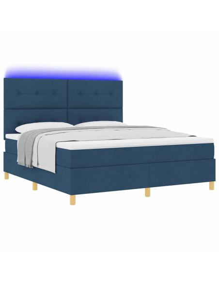 Letto a Sorgente LED con testiera Blu 180 x 200 cm Tessuto