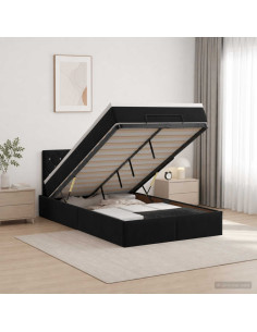 Letto ottomano con materasso Nero 120 x 190 cm Velluto