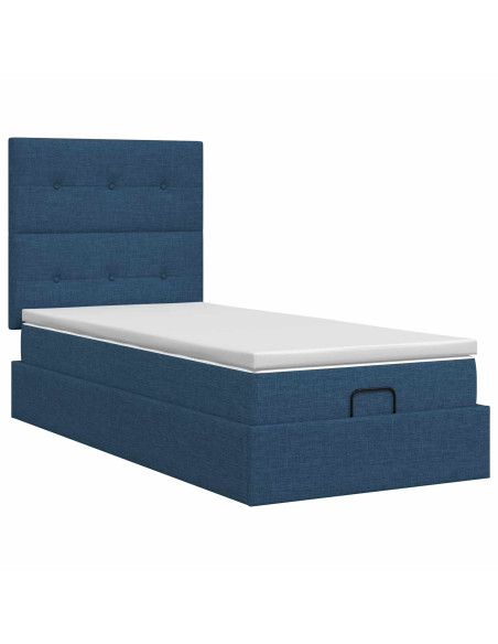 Letto ottomano con materasso Blu 90 x 200 cm Tessuto