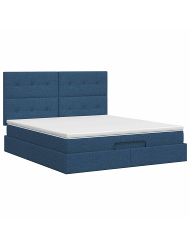 Letto ottomano con materasso Blu 180 x 200 cm Tessuto