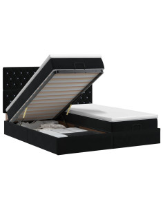 Letto ottomano con materasso con testiera 2 pz Nero Velluto 2