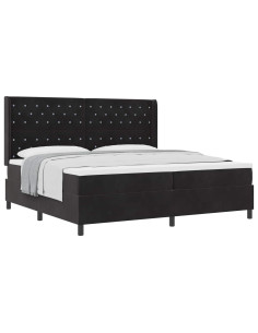 Letto a molle con materasso Nero 200 x 200 cm Velluto 2