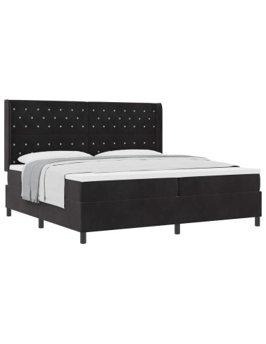 Letto a molle con materasso Nero 200 x 200 cm Velluto