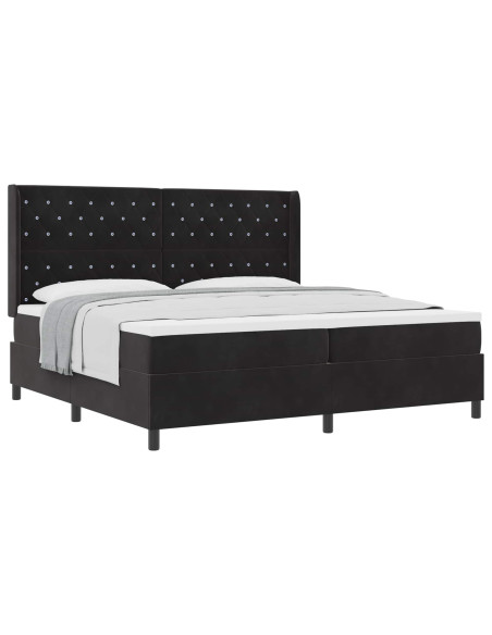 Letto a molle con materasso Nero 200 x 200 cm Velluto