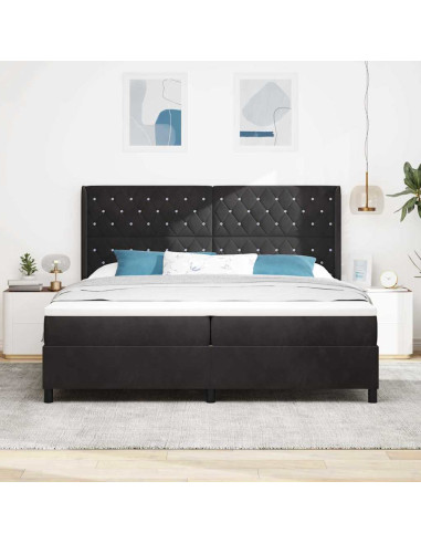 Letto a molle con materasso Nero 200 x 200 cm Velluto