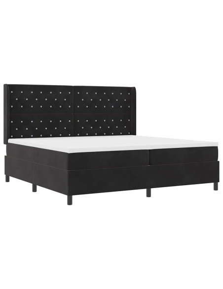 Letto a molle con materasso Nero 200 x 200 cm Velluto