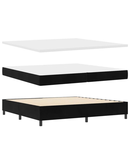 Letto a molle con materasso Nero 200 x 200 cm Velluto
