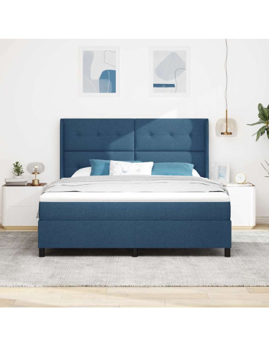 Letto a molle con cuscino con testiera Blu 200 x 180 cm Tessuto