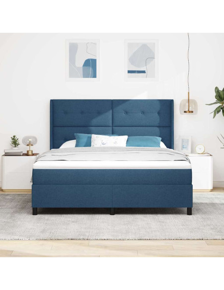 Letto a molle con cuscino con testiera Blu 200 x 180 cm Tessuto