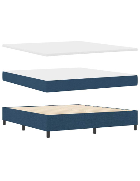 Letto a molle con cuscino con testiera Blu 200 x 180 cm Tessuto
