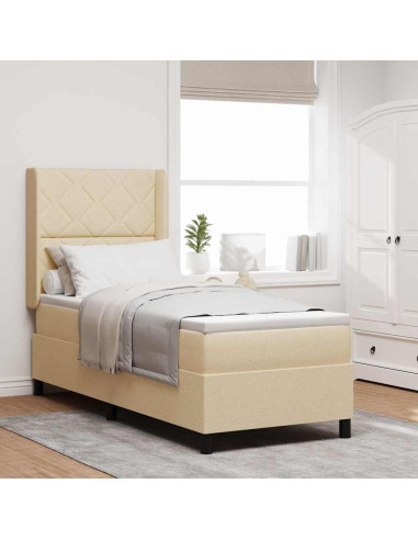Letto a Sorgente LED con testiera Crema 90 x 190 cm Tessuto