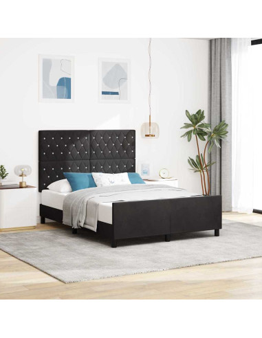 Letto a molle con testiera Nero 140 x 190 cm Velluto
