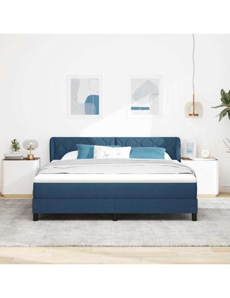 Letto a molle con testiera Blu 180 x 200 cm Tessuto