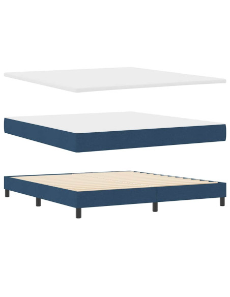 Letto a molle con testiera Blu 180 x 200 cm Tessuto