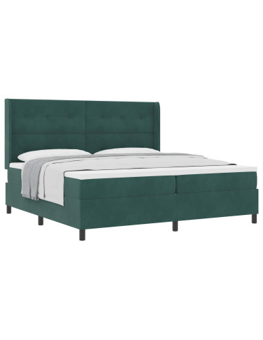 Letto a molle con testiera Verde Scuro 200 x 200 cm Velluto