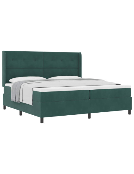 Letto a molle con testiera Verde Scuro 200 x 200 cm Velluto