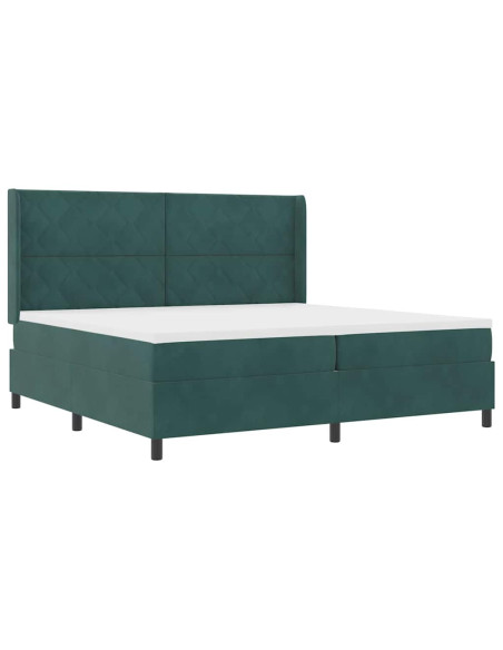 Letto a molle con testiera Verde Scuro 200 x 200 cm Velluto