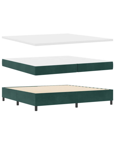 Letto a molle con testiera Verde Scuro 200 x 200 cm Velluto