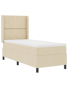 Letto a Sorgente LED con testiera Crema 90 x 190 cm Tessuto 2