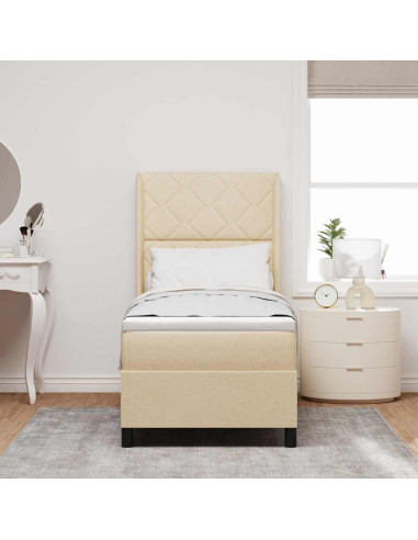 Letto a Sorgente LED con testiera Crema 90 x 190 cm Tessuto