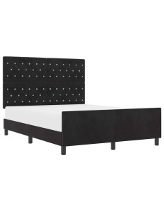Letto a molle con testiera Nero 140 x 190 cm Velluto 2