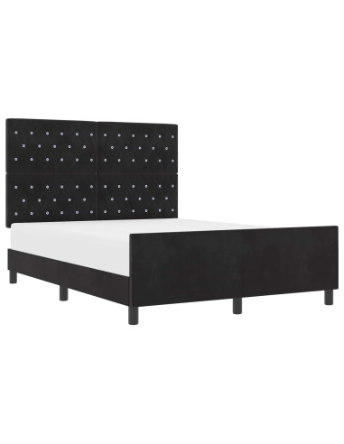 Letto a molle con testiera Nero 140 x 190 cm Velluto