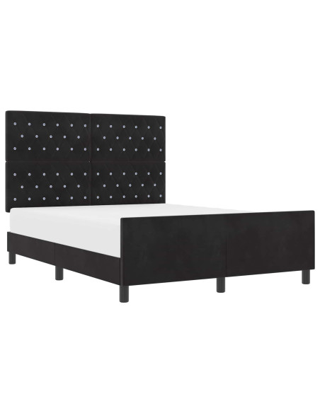 Letto a molle con testiera Nero 140 x 190 cm Velluto