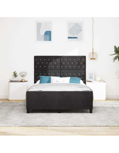 Letto a molle con testiera Nero 140 x 190 cm Velluto