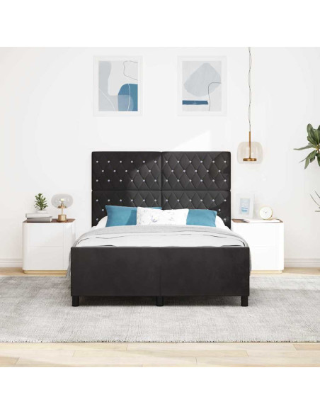 Letto a molle con testiera Nero 140 x 190 cm Velluto